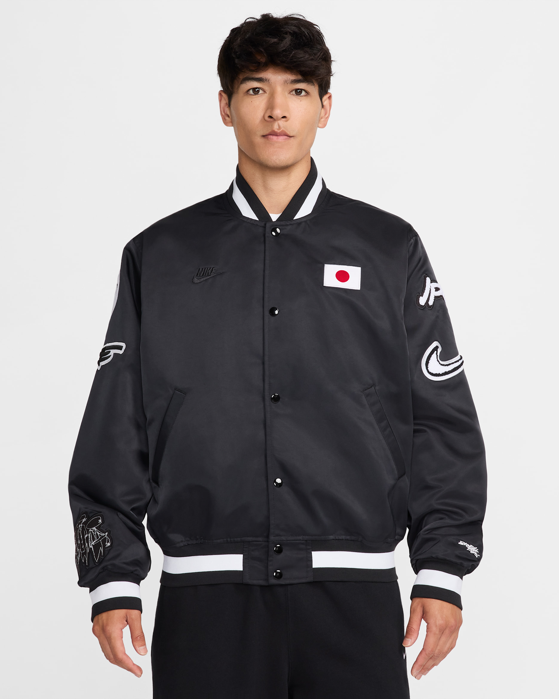 23AW/AS M NK SATIN DUGOUT JKT NCPSスタジャン Japan Dugout Men's Nike Breaking Satin Jacket. Nike ID
